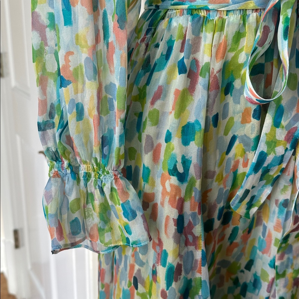 The Fold London The Versailles Abstract Print Silk Midi Dress US 10 - Picture 10 of 11
